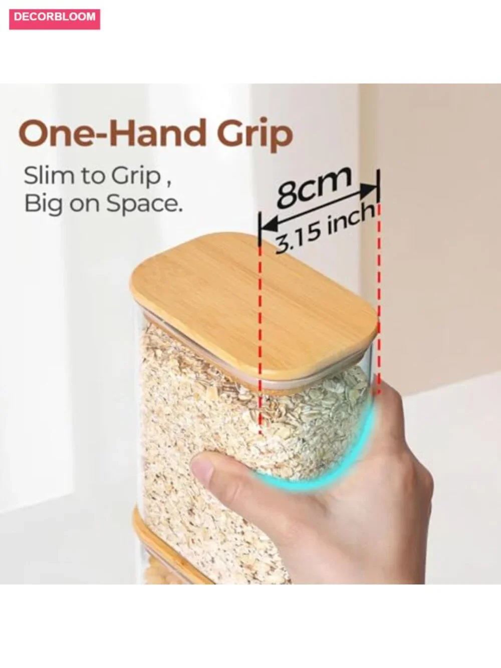 2.2 Qt Rectangle Glass Storage Containers with Bamboo Lids 3Pc